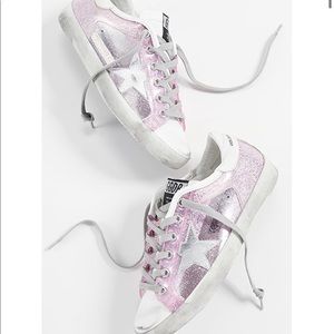 Golden goose superstar sneakers pink glitter PVC/ White / Silver sz 38